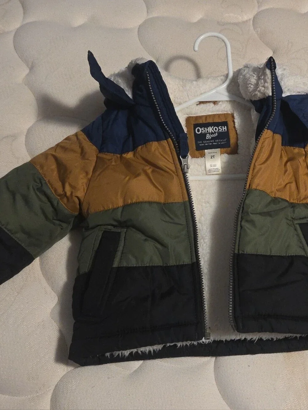 OshKosh B'gosh Boys' Colorblock Puffer Jacket - Black/Green/Gold/Navy